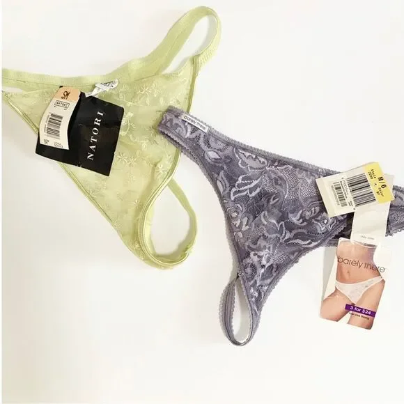 Vintage Lace Thong Panty Lot – Natori & Barely There New With Tags Y2K Lingerie - Picture 2 of 9